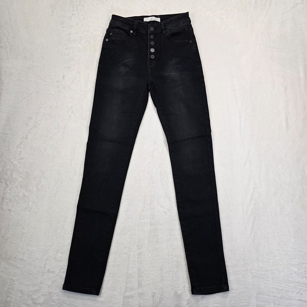 KanCan Lyla High Rise Skinny Jeans Button Fly Black Size 5/26 Style# KC7113DG - Picture 3 of 13